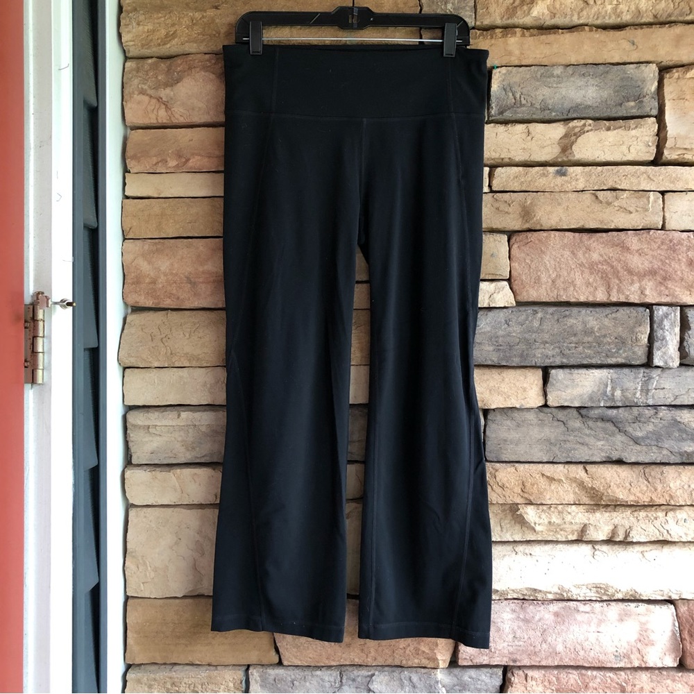 Athleta black cropped wide leg stretch pants LT